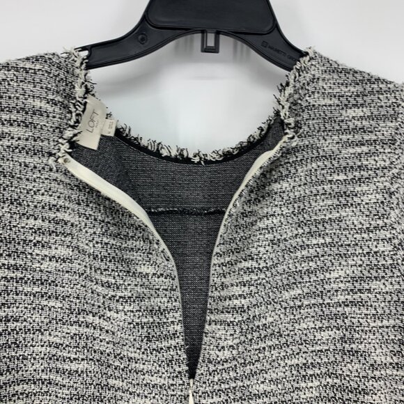 LOFT Dress Tweed Shift Short Sleeve Fringe Fray Mini - Picture 9 of 10